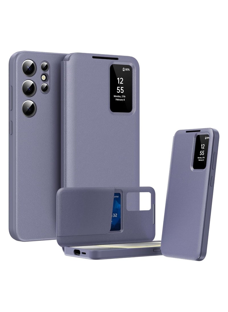 Adando for Samsung S26 Ultra PU Leather Smart Case, Flip View Small Window Business Cover Card Slot Slim Case with Luxury Business Smart View Case for S26 Ultra (Purple) - Image 1
